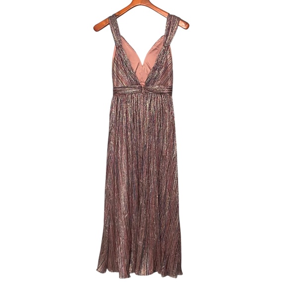 Catherine Deane NWT NIkola Pleated Empire Goddess Metallic Stripe Dress Size 0‎ - Picture 8 of 12
